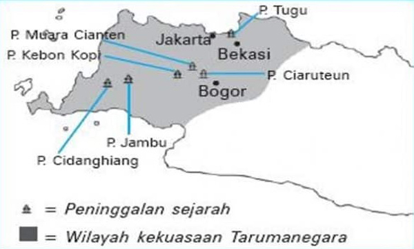 Peta wilayah Kerajaan Tarumanegara di sekitar provinsi Banten